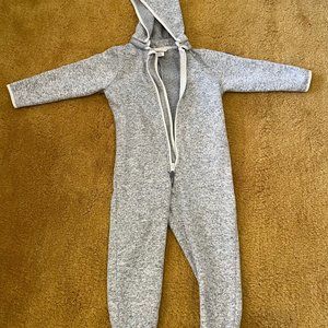 Polarn O. Pyret gray fleece hooded romper, 1-2 years (86/92)